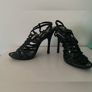 Black open toe heels